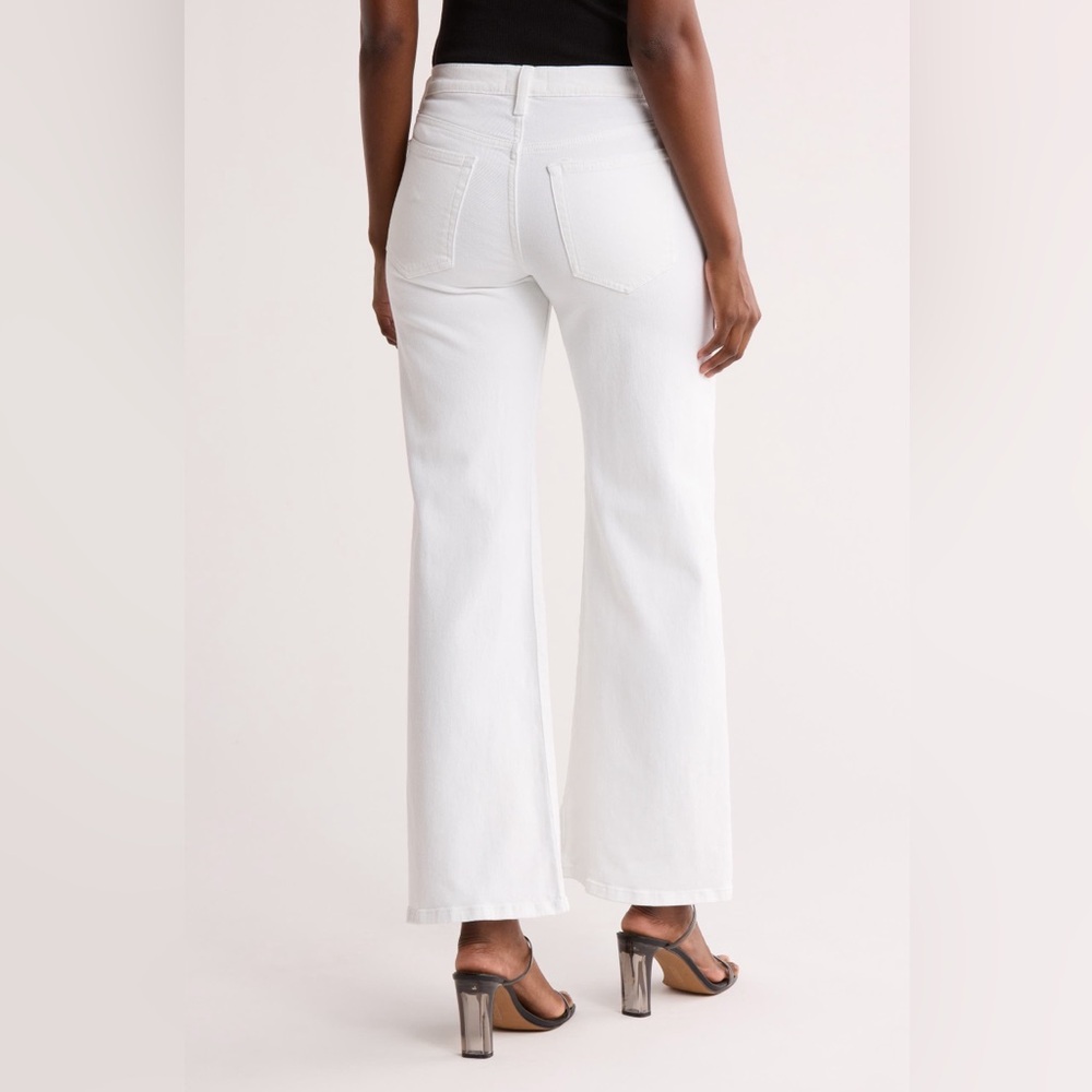 ETICA ROMI MID RISE WIDE LEG JEANS, VINTAGE WHITE, SIZE 34